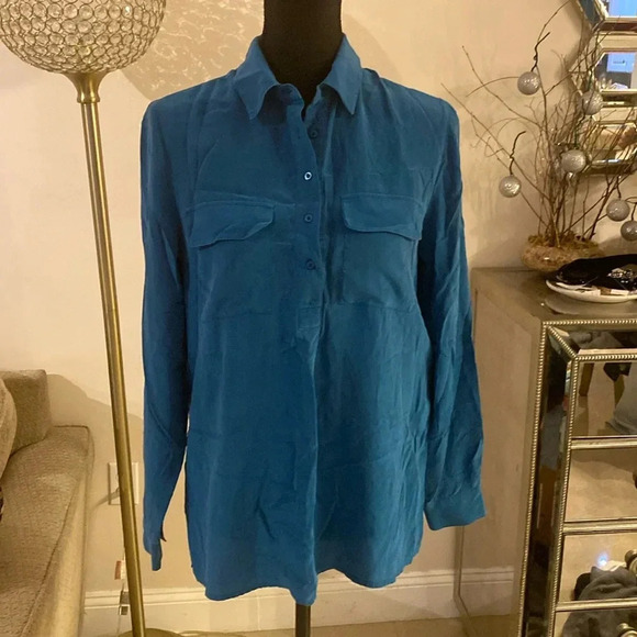 Maje silk teal blouse size 2 - Picture 1 of 6